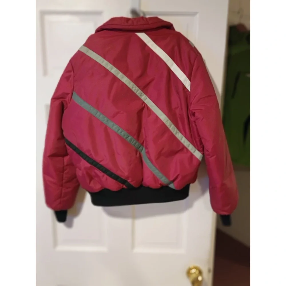 Vintage Gerry Red Striped Ski Jacket & White Stag Cream Stirrup Pants Set Kids L
